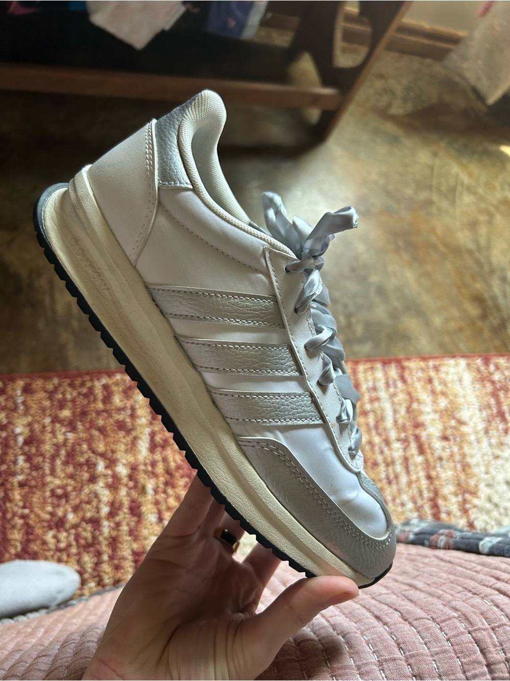 adidas Women's Retro Runner in White and Light Gray